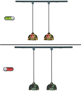 Tiffany Track Pendant Light£¬Multi-Colored Glass Lampshade