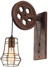 Load image into Gallery viewer, Pulley Wall Sconce Steampunk Wall Light Rustic Lighting