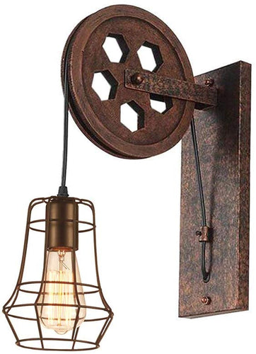 Pulley Wall Sconce Steampunk Wall Light Rustic Lighting