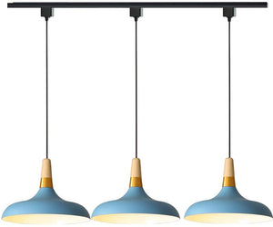Wood Handle Dimmable Minimalist Style Track Pendant Light