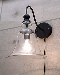 Plug-in Glass Shape Black Wall Lamp