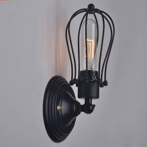 1-Light Plug-in Industrial Cage Wall Sconce Black