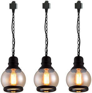 H-Type Industrial Vintage Brown Glass Lamp Shade Track Light Pendants