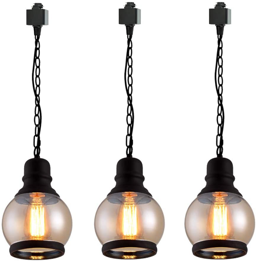 H-Type Industrial Vintage Brown Glass Lamp Shade Track Light Pendants