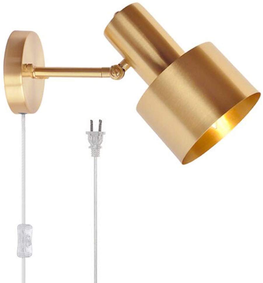 Brass Plug-in Gold Wall Sconce Light