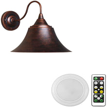 Load image into Gallery viewer, 55 Lumens Battery Wireless Lust Metal Shade Retro Wall Sconce Remote Dimmable LED