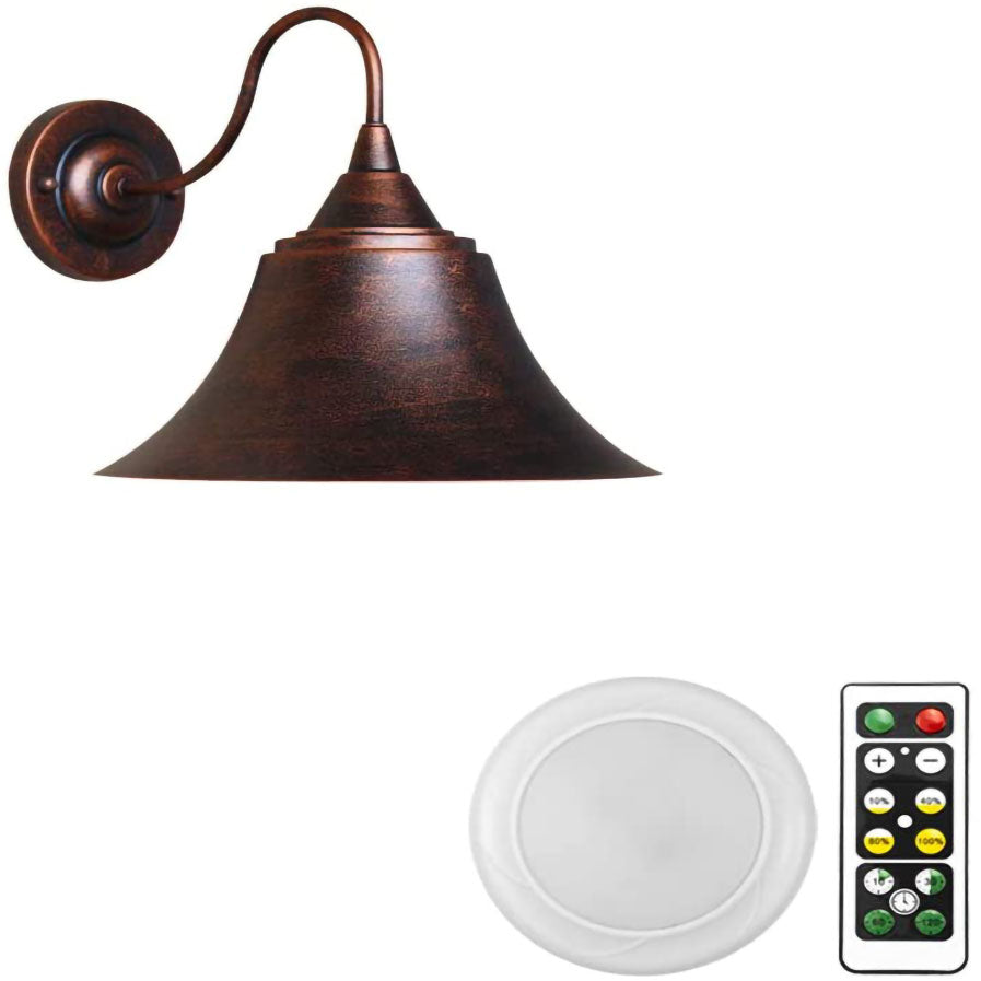 55 Lumens Battery Wireless Lust Metal Shade Retro Wall Sconce Remote Dimmable LED