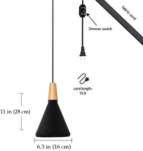 Mini 1-Light Black Cone Plug-in Pendant Light