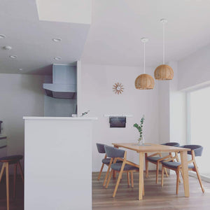 Rechargeable Battery Pendant Light Linen Rattan Shade Smart LED Bulbs with Remote