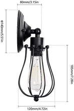 Load image into Gallery viewer, 1-Light Plug-in Industrial Cage Wall Sconce Black