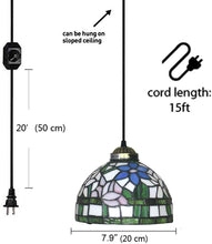 Load image into Gallery viewer, Tiffany Style Victorian Plug in Pendant light