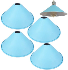 4-Pack 10.2" Metal Bulb Guard Iron Cone Light Holder Colourful Decorative Lamp Shade Macaron Blue