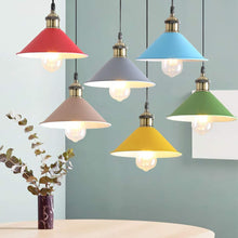 Load image into Gallery viewer, 4-Pack 8.7&quot; Metal Bulb Guard Iron Cone Light Holder Colourful Decorative Lamp Shade Macaron Grey