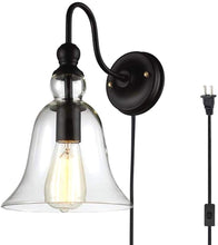 Load image into Gallery viewer, Plug-in Glass Shape Black Wall Lamp