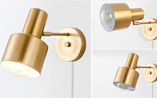 Load image into Gallery viewer, Brass Plug-in Gold Wall Sconce Light