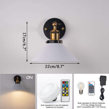 Load image into Gallery viewer, Battery Operated Cordless Wall Sconce Dimmable LED Remote Control