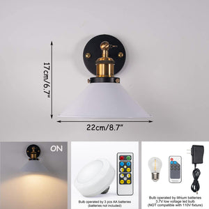 Battery Operated Cordless Wall Sconce Dimmable LED Remote Control