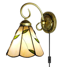 Load image into Gallery viewer, Plug-in Wall Lamp Tiffany Style E26 Base Glass Shade Wall Sconce