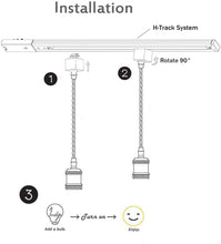 Load image into Gallery viewer, Industrial Factory Retro Mini E26 Base H-Type 3 Wire Pearl Black Track Pendant Light