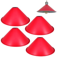 Load image into Gallery viewer, 4-Pack 10.2&quot; Metal Bulb Guard Iron Cone Light Holder Colourful Decorative Lamp Shade Macaron Red