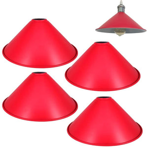4-Pack 10.2" Metal Bulb Guard Iron Cone Light Holder Colourful Decorative Lamp Shade Macaron Red