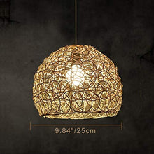 Load image into Gallery viewer, Rattan Hollow Lampshade Retro Bird&#39;s Nest Shade Plug-in Pendant Lamp