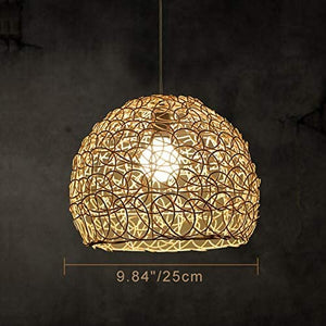 Rattan Hollow Lampshade Retro Bird's Nest Shade Plug-in Pendant Lamp