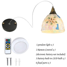 Load image into Gallery viewer, Battery Operated Pendant Light Adjustable Iron Cable Wireless Remote Shell Shade 1-Pack