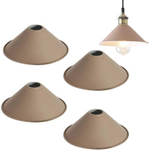Load image into Gallery viewer, 4-Pack 8.7&quot; Metal Bulb Guard Iron Cone Light Holder Colourful Decorative Lamp Shade Macaron Khaki