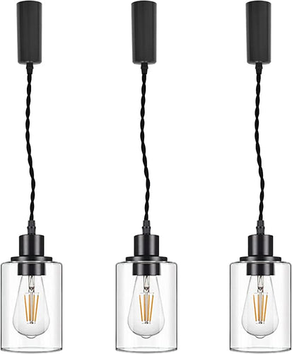 Track Pendant Lights Freely Adjustable Cord Clear Glass Shade