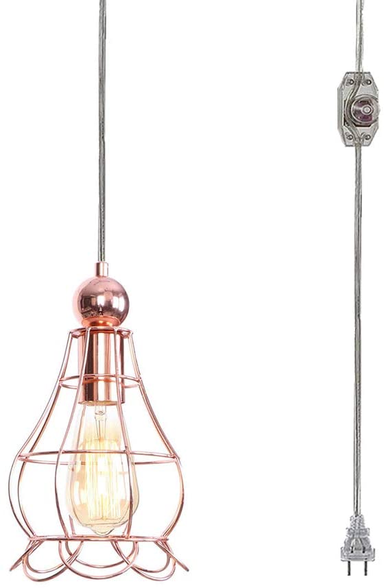 Minimalist Metal Shade Plug-in Pendant Light Dimmable