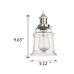 Track Pendant Light Set Chrome Socket Clear Glass Shade Modern Style