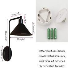 Load image into Gallery viewer, Battery Wireless Industrial Retro Gooseneck Stem  Wall Sconce Remote Dimmable LED