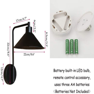 Battery Wireless Industrial Retro Gooseneck Stem  Wall Sconce Remote Dimmable LED
