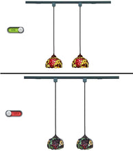 Load image into Gallery viewer, Tiffany Track Pendant Light, Multi-Colored Glass Lampshade