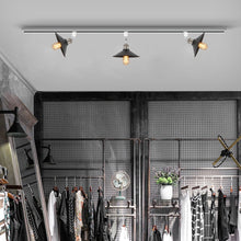 Load image into Gallery viewer, Rotating Tilt Adjusted Track Head Light Bright Nickel Base Black Cone Metal Shade Retro Design