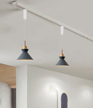 Load image into Gallery viewer, Track Pendant Lights Freely Adjustable Grey Metal Cone Shade Loft Hallway Lamp