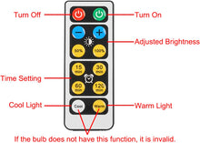 Load image into Gallery viewer, Remote Control Battery Run Turn The Light ON/OFF Adjusted Brightness Timer Setting(Battery Not Included)
