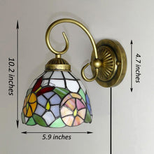 Load image into Gallery viewer, Plug-in Wall Lamp Tiffany Style E26 Base Glass Shade Wall Sconce