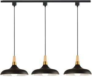 Wood Handle Dimmable Minimalist Style Track Pendant Light