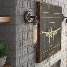 Load image into Gallery viewer, Plug-in Black Metal Industrial Mini Wire Cage Wall Sconce