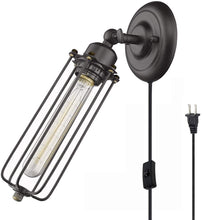 Load image into Gallery viewer, Plug-in Black Metal Industrial Mini Wire Cage Wall Sconce