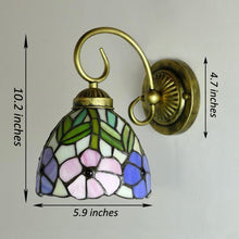 Load image into Gallery viewer, Plug-in Wall Lamp Tiffany Style E26 Base Glass Shade Wall Sconce