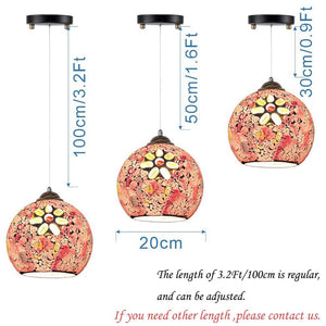 Battery Operated Pendant Light Adjustable Iron Cable Wireless Remote Pink Flower Glass 1-Pack