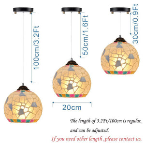 Battery Operated Pendant Light Adjustable Iron Cable Wireless Remote Shell Glass 1-Pack