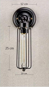 Plug-in Black Metal Industrial Mini Wire Cage Wall Sconce