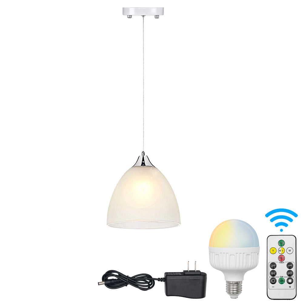 Battery Operated Pendant Light Adjustable Iron Cable with Remote