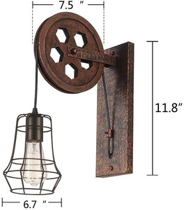 Pulley Wall Sconce Steampunk Wall Light Rustic Lighting
