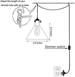 Plug-in Glass Shade Pendant Lighting