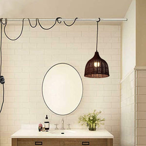 Creative Retro Rattan Lampshade Plug-in Pendant Light On/Off Dimmer Switch